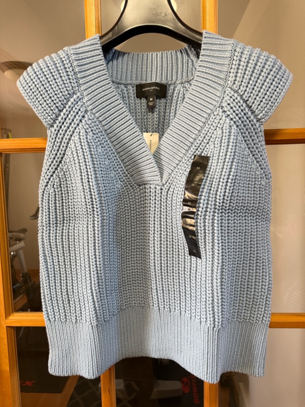 Banana Republic Light Blue Chunky V-Neck Knit Vest